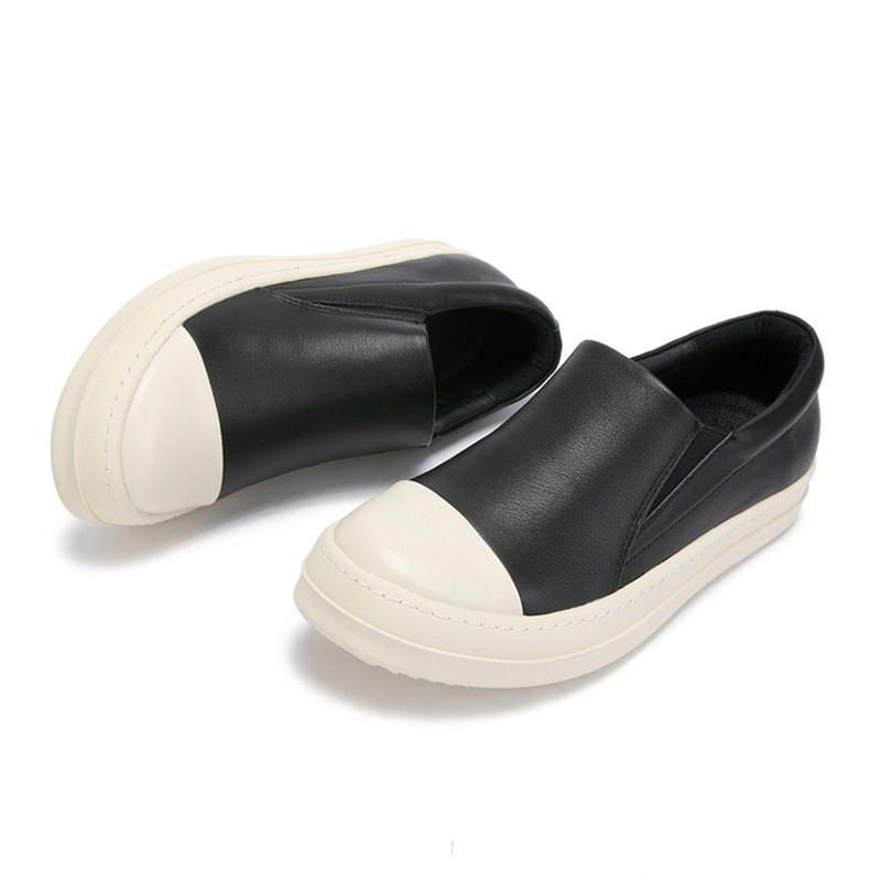 Tênis de cano baixo de couro slip-on esportivo e lazer