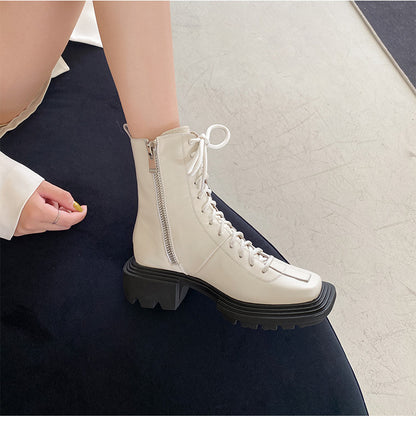 New Style Short Boots Women French Retro Thick Sole