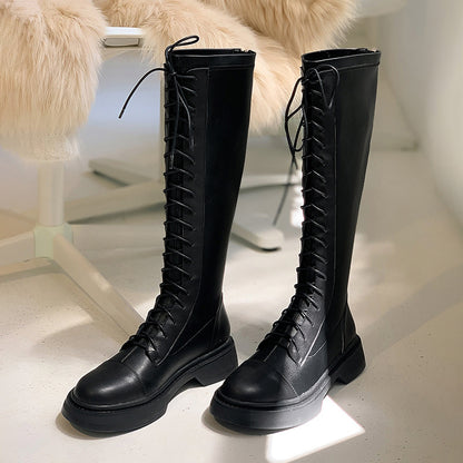 Botas altas con plataforma para mujer, modernas y sencillas