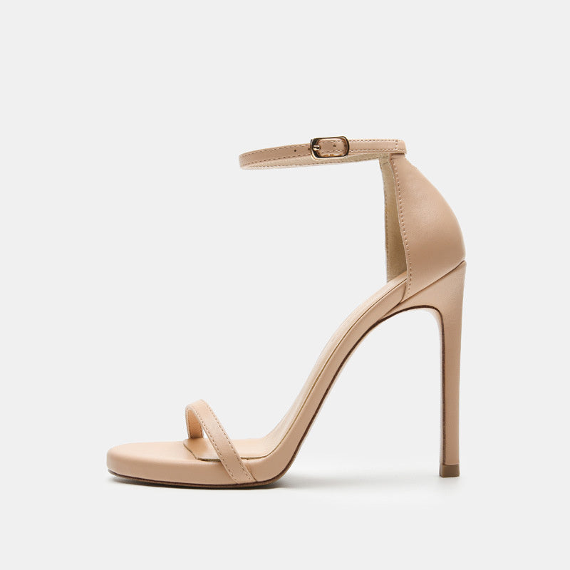 Sandalias de tacón alto con plataforma de 12 cm y tacón de aguja en color nude que combinan con todo