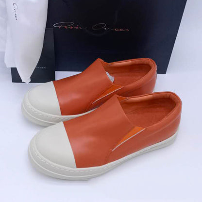 Tênis de cano baixo de couro slip-on esportivo e lazer