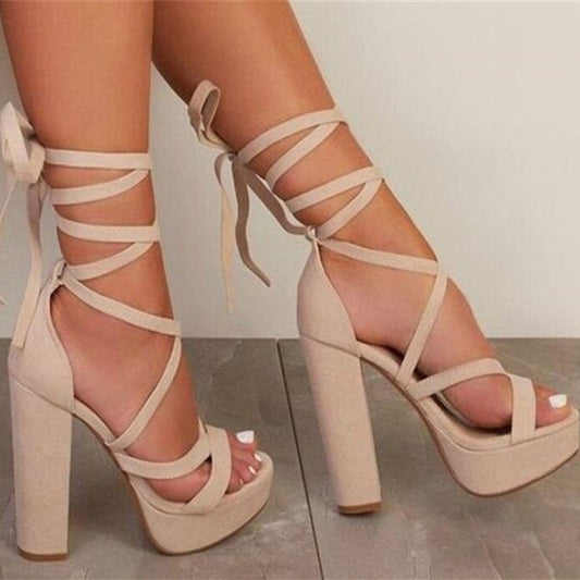 Sandalias de mujer con tiras y tacón de aguja y plataforma impermeables de pasarela de moda