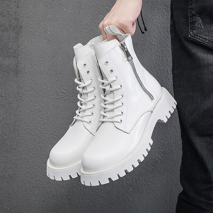 Autumn And Winter New Thick Sole Outdoor Zip 8 Holes Boots