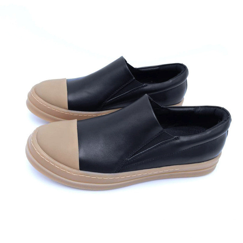 Tênis de cano baixo de couro slip-on esportivo e lazer