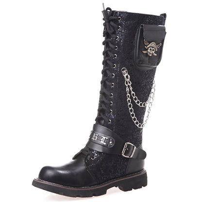 Botas altas de montar para hombre Frosted Locomotive Long Barrel Rock Punk