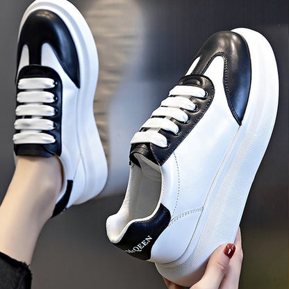 Hong Kong Primeira Camada Couro Branco Sapatos Esportivos Flat Casual