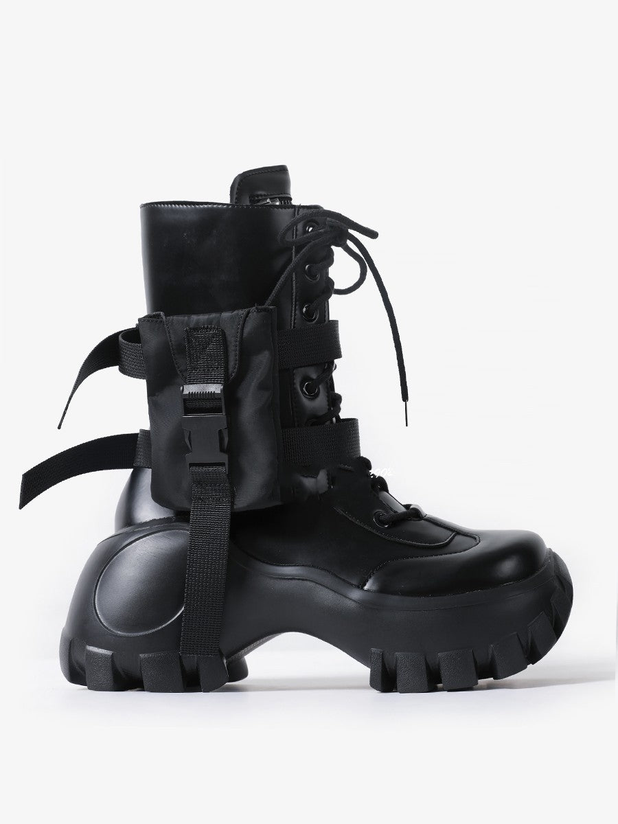 Botas femininas Martens de sola grossa, botas curtas estilo britânico