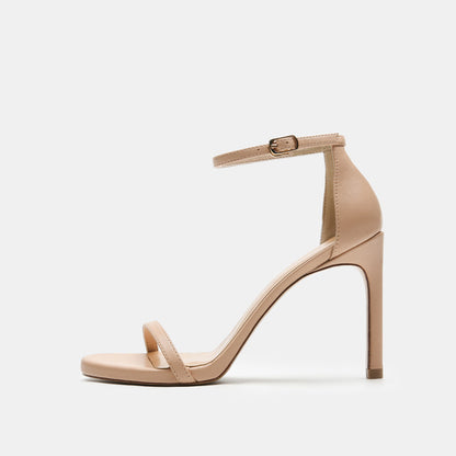 Sandalias de tacón alto con plataforma de 12 cm y tacón de aguja en color nude que combinan con todo