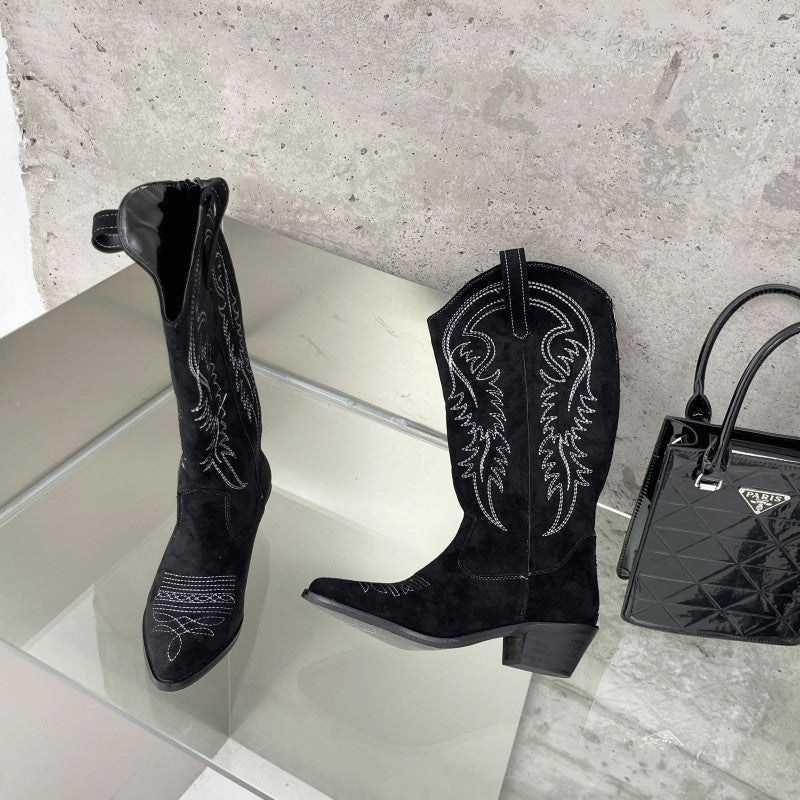 Botas de cano longo de salto alto para mulheres Knight