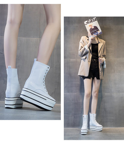 High-top Shoes Platform Thick Bottom Tube Simple And Thin