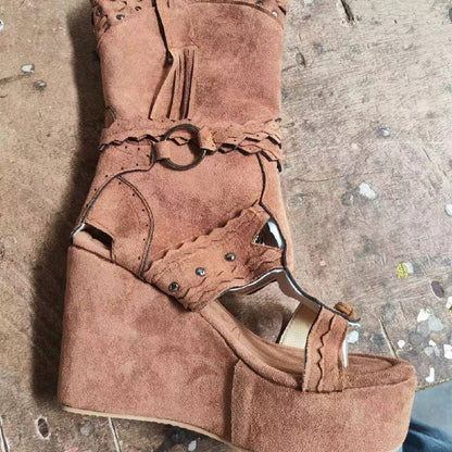 Botas femininas de salto alto com decote profundo