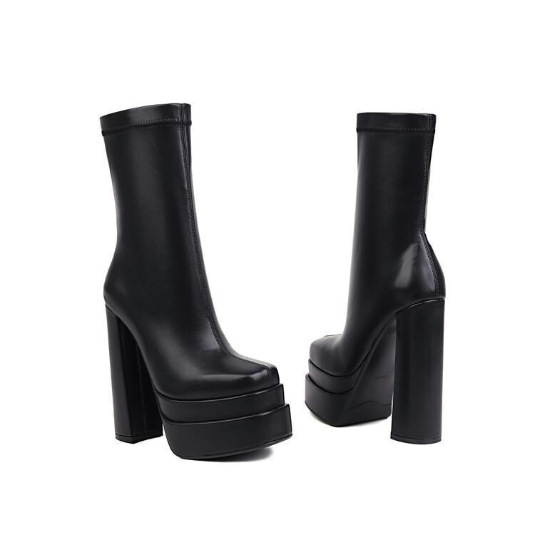 Botas color verde melocotón y blanco roto Hate The Sky High Chunky Heel