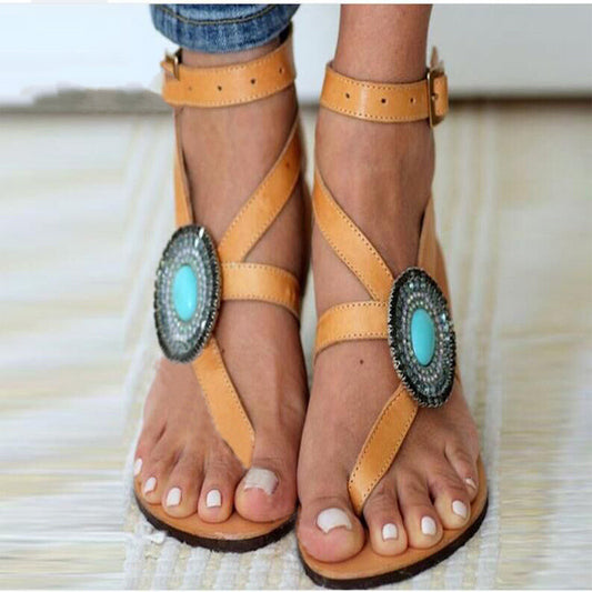 Sandalias romanas con brújula y diamantes de imitación para mujer, tallas grandes