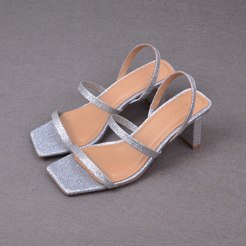 Simple And Fashionable One Word Leather French Square Toe High Heel Sandals