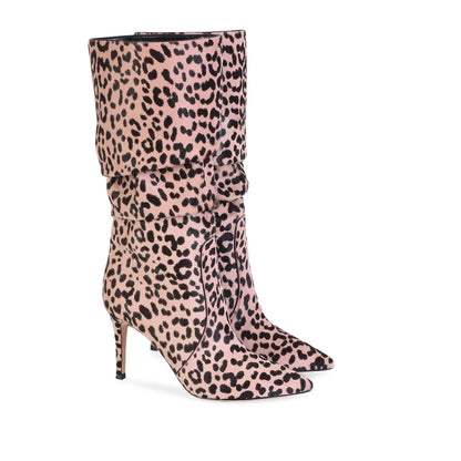 Botas de tacón alto de aguja con estampado de leopardo sexy para mujer en invierno