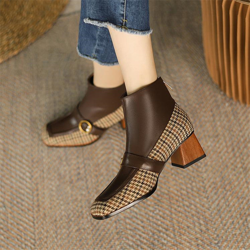 Plus Size Women's Leather High Heel Boots