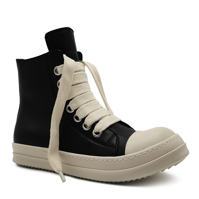 Zapatos de cuero de caña alta, zapatillas deportivas para hombre, botas cortas de cuero informales para mujer, zapatos de pareja de talla grande