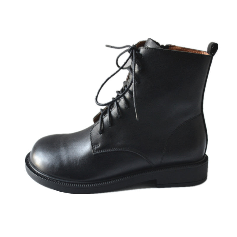 Botas Martin de cuero de moda con ocho agujeros y punta grande