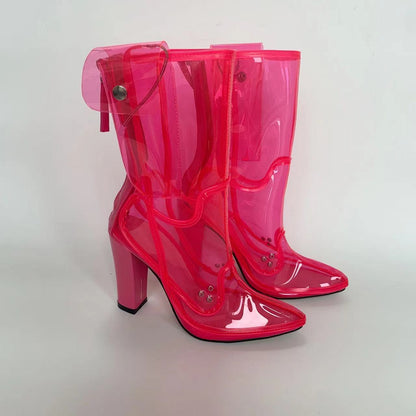 Botas transparentes con luces intermitentes para mujer