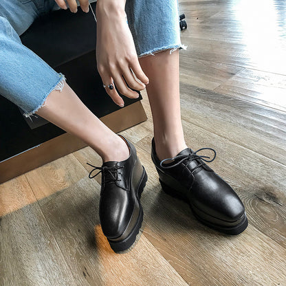 Zapatos de plataforma con tacón alto y suela gruesa personalizados para mujer, estilo británico