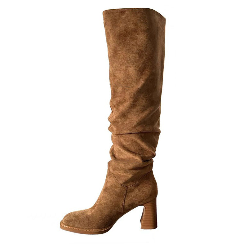 Botas High Knight Big Tube Circunferência Estilo Pelo para Mulheres