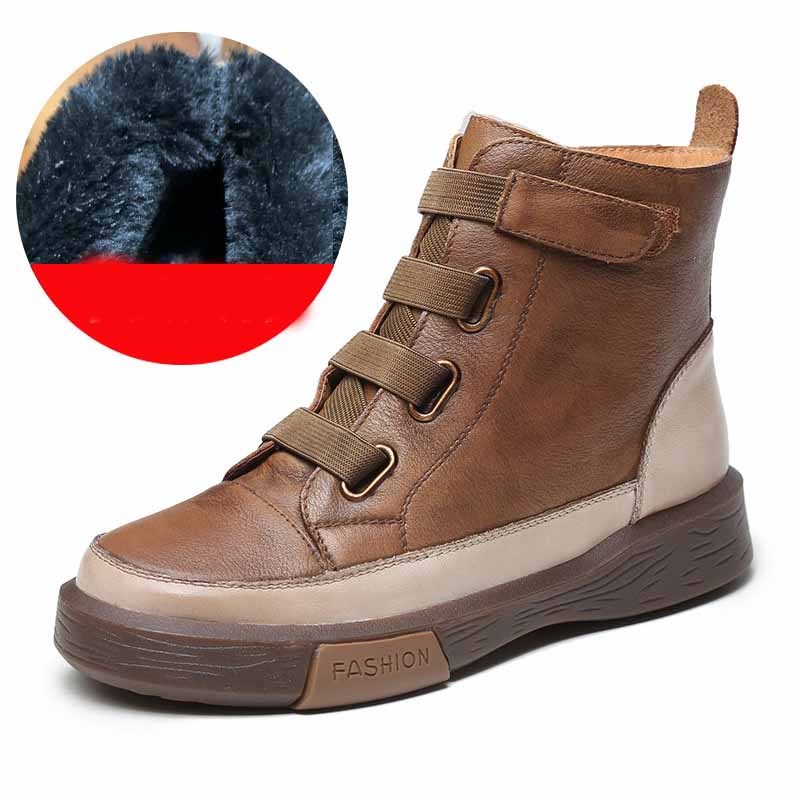 Botas de couro de cano alto com bloco de cores e sola macia