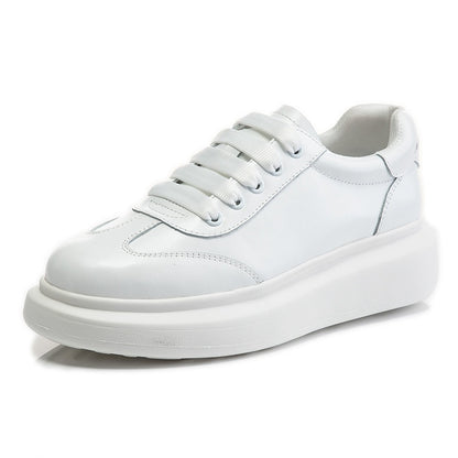 Hong Kong Primeira Camada Couro Branco Sapatos Esportivos Flat Casual