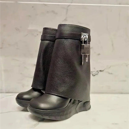 Botas de felpa de longitud media de gran tamaño para mujer