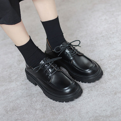 Mocasines japoneses de estilo británico con cordones y suela gruesa