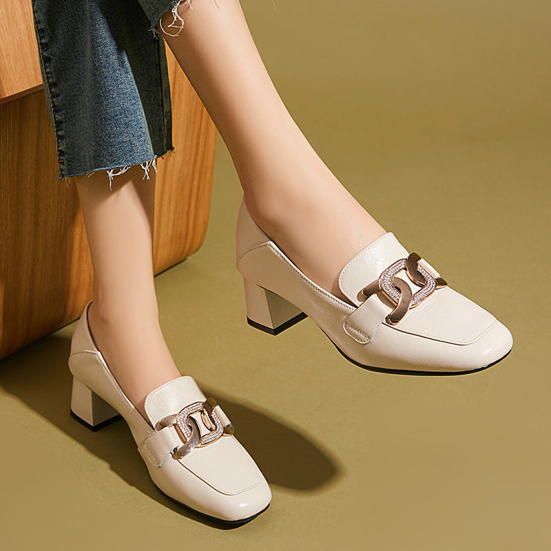 Women's New Leather Loafers Casual Flat Shoes