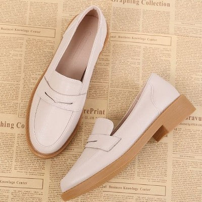 Small Leather Shoes Female British Style Thick Heel Black Retro Japanese Loafers Mid-heel Shoes