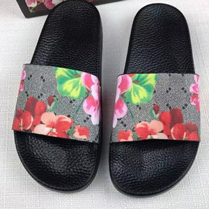 Sandalias de mujer con estampado floral, sandalias de goma, chanclas, zapatos rojos y verdes