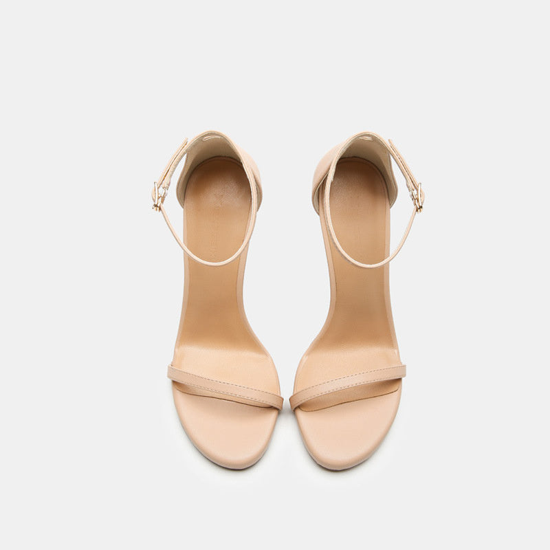 Sandalias de tacón alto con plataforma de 12 cm y tacón de aguja en color nude que combinan con todo