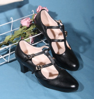 Sapatos retrô artesanais de couro de vaca japonês feminino