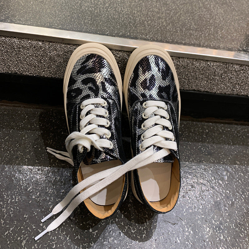 Sapatos de lona com estampa de leopardo, tênis de nicho para todas as mulheres