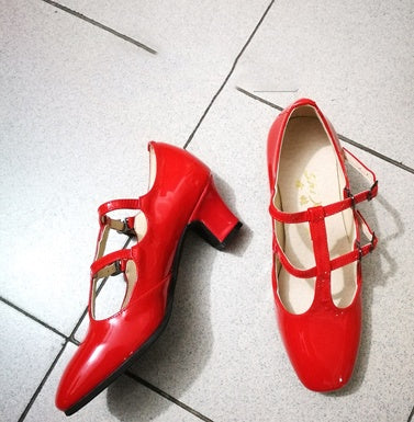 Sapatos retrô artesanais de couro de vaca japonês feminino