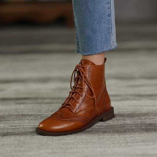 Botas Martin de estilo vintage británico con tacón bajo y cordones salvajes