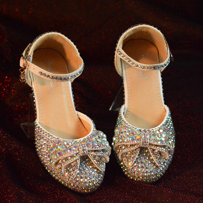 Zapatos de princesa de cristal para niña pequeña, zapatos de pasarela para presentadora de flash