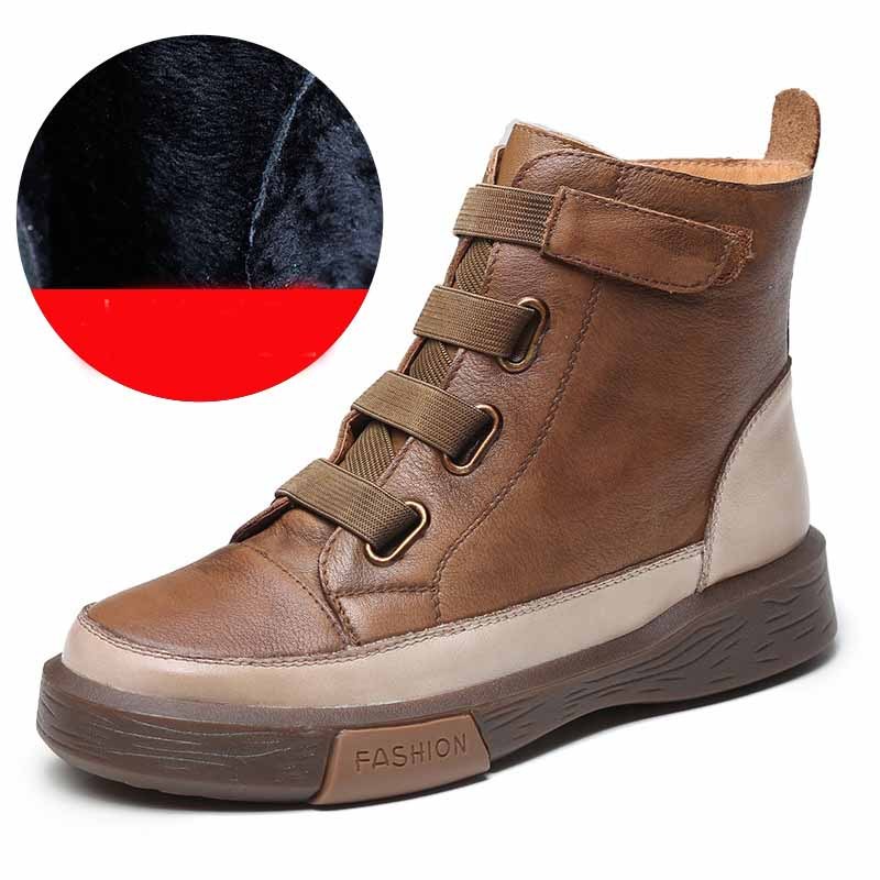 Botas de couro de cano alto com bloco de cores e sola macia