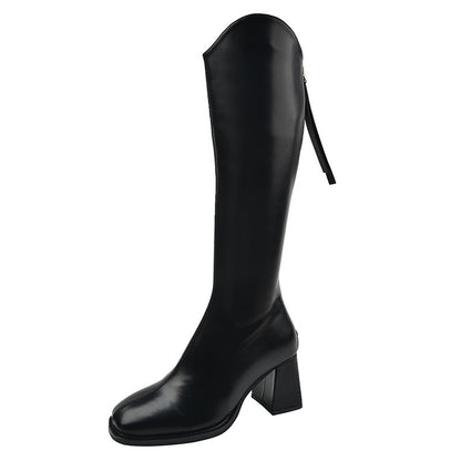 Botas longas elásticas femininas plus size abaixo do joelho