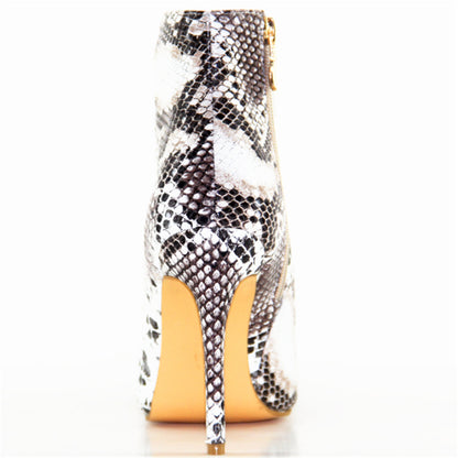 Zapatos de tacón alto con punta hueca y estampado de leopardo para discoteca, para escenario y moda