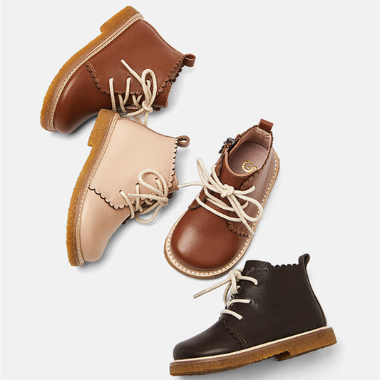 Botas Martin para niños con cordones y cremallera lateral, antideslizantes, para niñas, nuevas botas de otoño