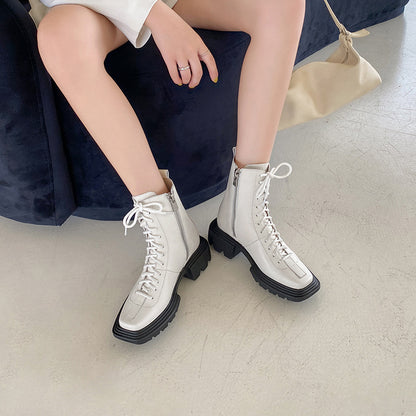 New Style Short Boots Women French Retro Thick Sole