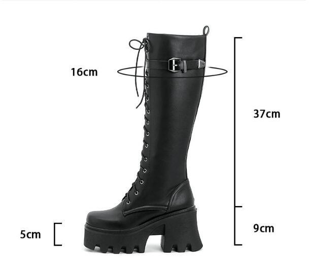 Botas altas nuevas de estilo británico largo para mujer, botas de caballero con suela gruesa