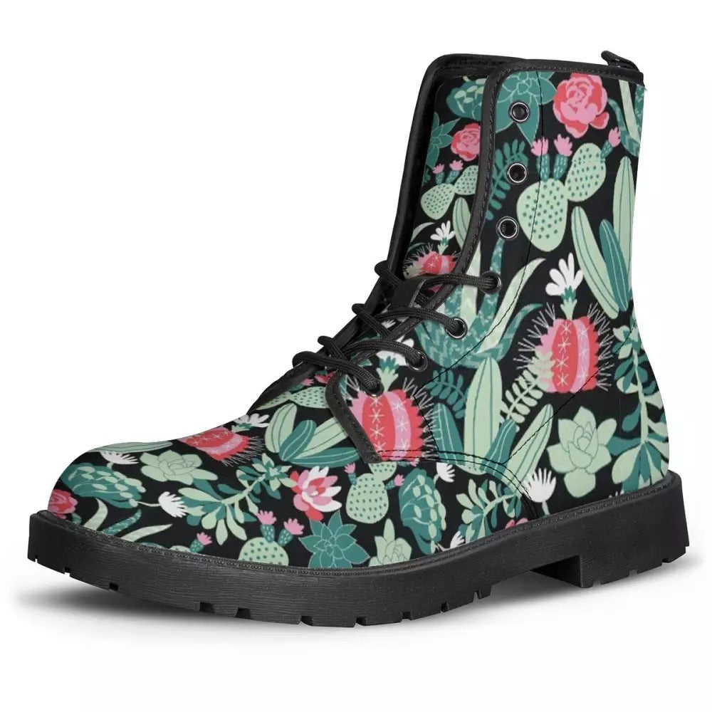 Female Buskin Autumn And Winter Skull Head Pu Boots Floral