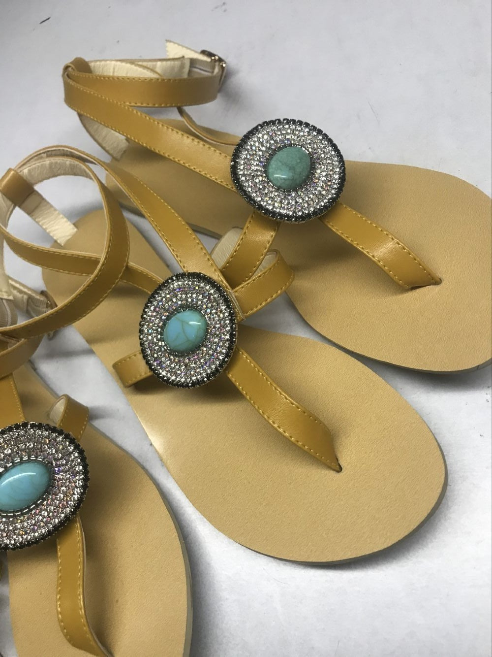 Sandalias romanas con brújula y diamantes de imitación para mujer, tallas grandes