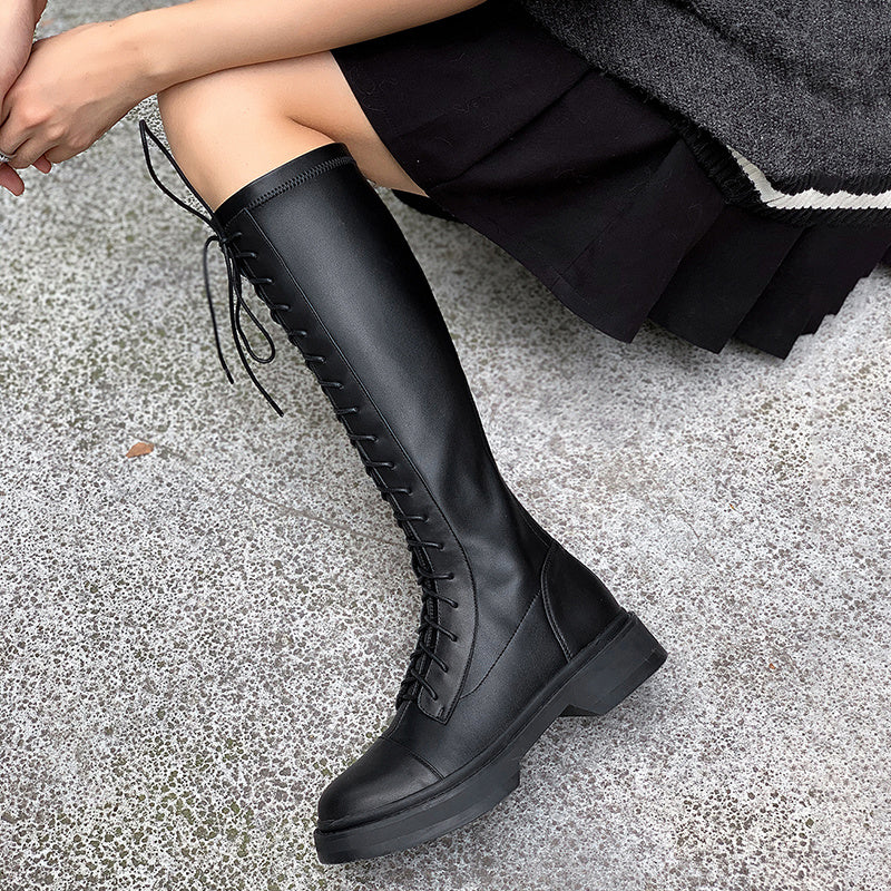 Botas altas con plataforma para mujer, modernas y sencillas