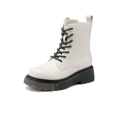 Botas cortas retro de punta redonda para mujer