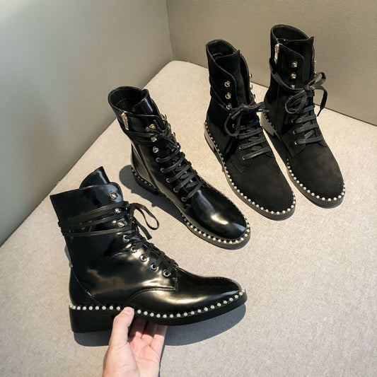 Botas Martin con cordones estilo británico para mujer, nuevas de otoño