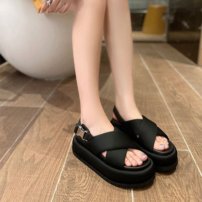 New Leather Retro Cross Roman Women's Sandals